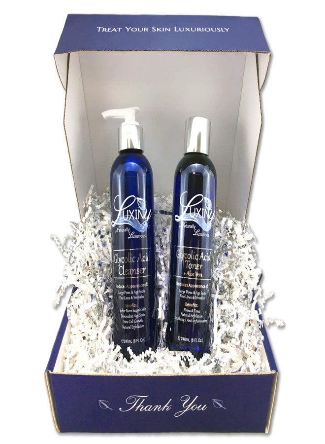 Luxiny Glycolic Acid Face Wash Exfoliating Cleanser and Facial Toner Set 8oz, 10% AHA BHA Pore Minimizer for Anti Aging and Acne Treatment - Vegan Skin Care Products Made in the USA - Image 1